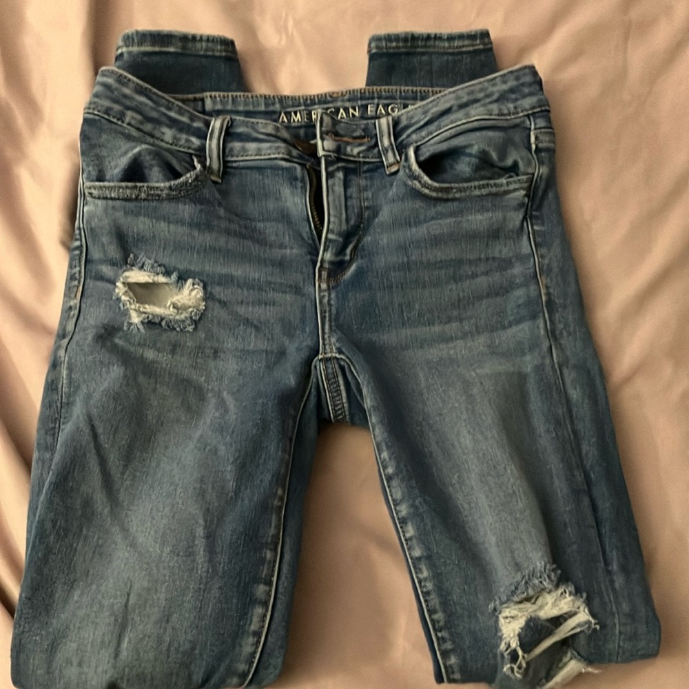 American Eagle Outfitters Blue Boyfriend Jeans Distressed